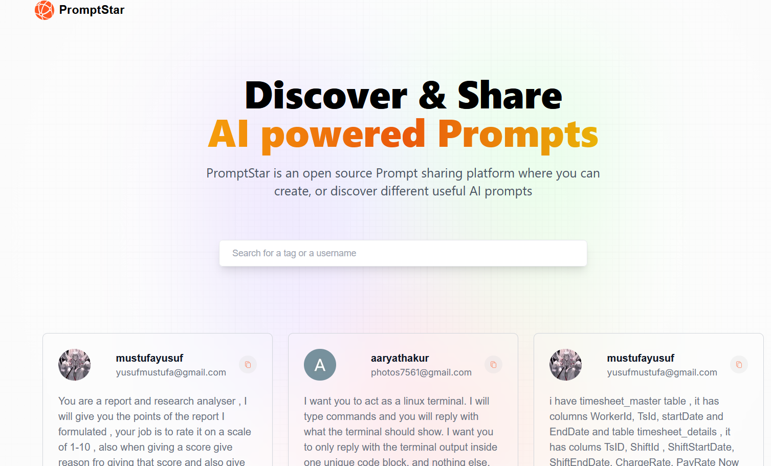 PromptStar - Note Sharing App